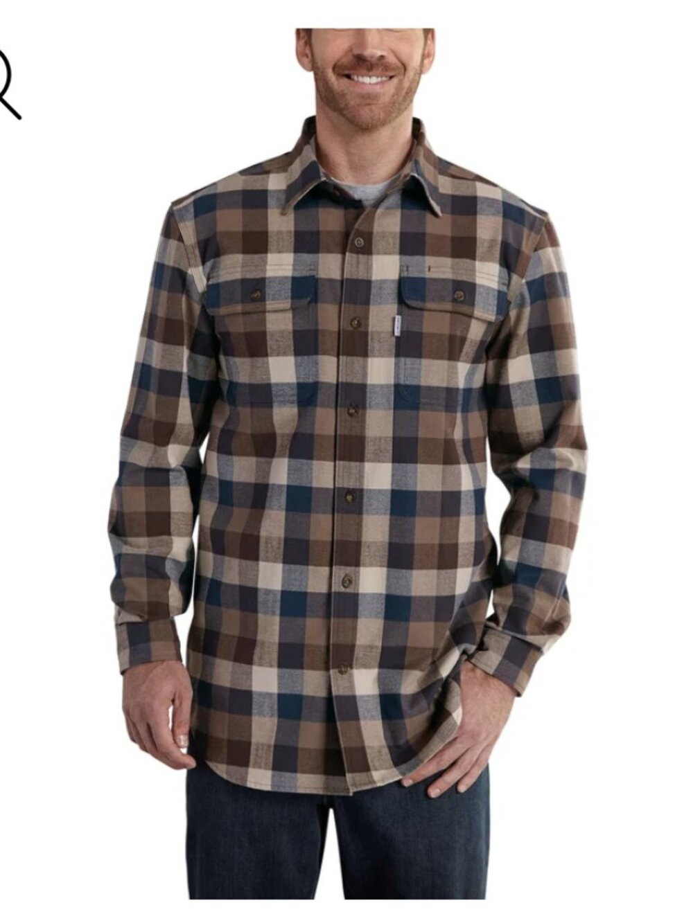 Carhartt Men’s Hubbard Brown Plaid Button Up Shirt Size Medium